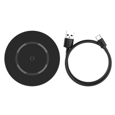 Baseus Simple magnetická bezdrátová nabíječka (kompatibilní s iPhone 12) černá