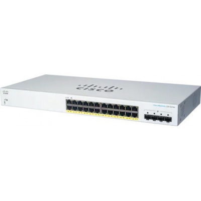 Prepínač Cisco CBS220-24FP-4G, 24xGbE RJ45, 4xSFP, PoE+, 382W