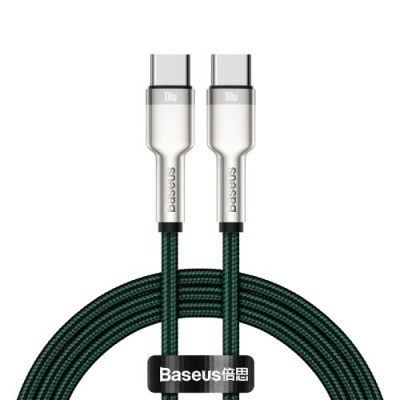 Baseus Cafule Series nabíjecí / datový kabel USB-C samec na USB-C samec s kovovými koncovkami 100W 1m, zelená