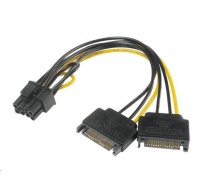 Napájací adaptér AKASA na 6+2pin PCIe (napájanie 2xSATA samec na 6+2pin PCIe samica)