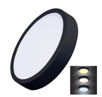 Solight LED mini panel CCT, přisazený, 24W, 1800lm, 3000K, 4000K, 6000K, kulatý, černá barva