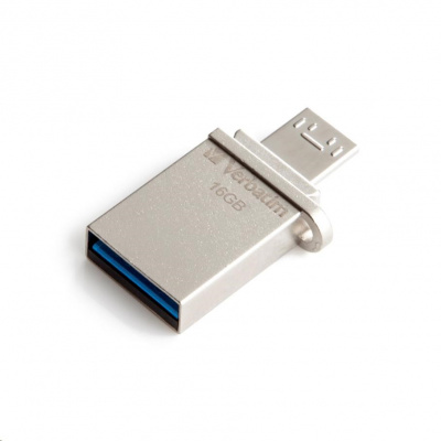 VERBATIM Flash Disk 16GB Store 'n' Go OTG, Micro USB, USB 3.0, stříbrná