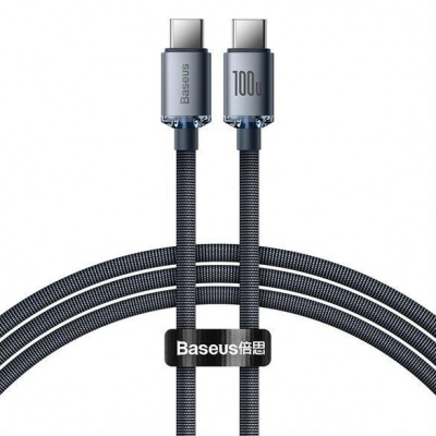 Baseus Crystal Shine Series USB-C / USB-C 100W nabíjací / dátový kábel 1,2 m, čierny