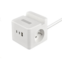 Viking síťový adaptér YC23H, 2x 230 V, 1x USB-A, 2x USB-C, dotykové světlo, funkce stojánku, bílá