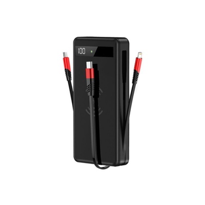 Bezdrátová Power Banka 4v1 Lightning + Micro USB + Type-C PD červená/černá