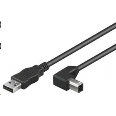 Kábel USB PREMIUMCORD 2.0 Konektor A-B 2m - ohnutý konektor B 90°