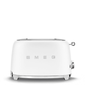 Smeg TSF01WHMEU toustovač / topinkovač, 2 toasty, 6 úrovní opékání, zásuvka na drobky, styl. 50. let, matně bílá Smeg TSF01WHMEU toustovač / topinkovač, 2 toasty, 6 úrovní opékání, zásuvka na drobky, styl. 50. let, matně bílá
