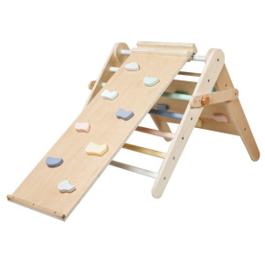 Montessori rostoucí Piklerové trojúhelník 3v1 s activity boardem a prknem 2v1 - pastel - 2. jakost
