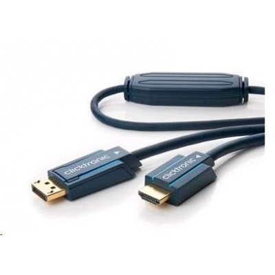 Kábel CLICTRONIC HQ Display Port - HDMI, 3 m, 3D, pozlátené konektory, dvojité tienenie