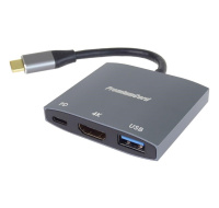 PremiumCord adaptér USB-C na HDMI, USB3.0, PD, 4K a FULL HD 1080p rozlíšenie