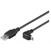 Kábel USB PREMIUMCORD 2.0 Spojovací uhol A-Micro B 90 stupňov 1.8 m (čierna)