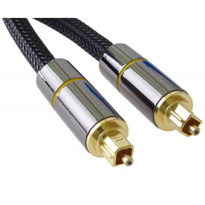 PremiumCord optický audio kábel Toslink, OD:7 mm, zlaté kovové prevedenie + nylon, 3 m