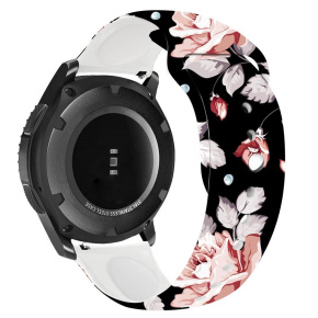 RhinoTech univerzální silikonový řemínek Quick Release černý s motivem květin 22mm RhinoTech univerzální silikonový řemínek Quick Release černý s motivem květin 22mm