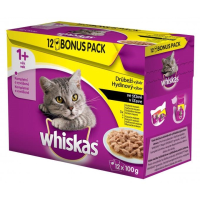 Kap.WHISKAS drubezi vyber ve stave 12ks 1200g