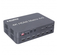 PremiumCord HDMI maticový prepínač 4:2 so zvukom, rozlíšenie 4Kx2K