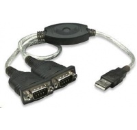 MANHATTAN prevodník z USB na 2x sériový port (USB AM/DB9M(2), RS232)