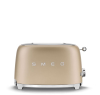 Smeg TSF01CHMEU toustovač / topinkovač, 2 toasty, 6 úrovní opékání, zásuvka na drobky, styl. 50. let, matně zlatá