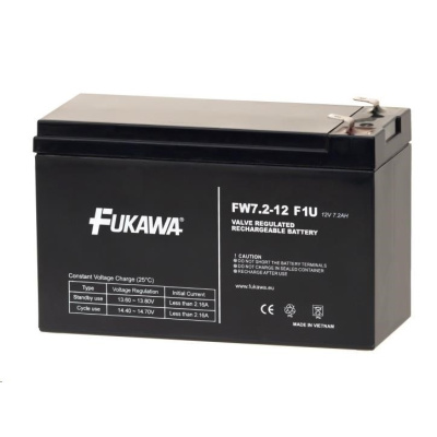 Batéria - FUKAWA FW 7,2-12 F1U (12V/7,2 Ah - Faston 187), konektor - 4.8 mm, životnosť 5 rokov