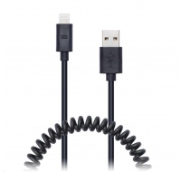 CONNECT IT Wirez Apple Lightning - špirálový flexibilný kábel USB, 1,2 m, čierny