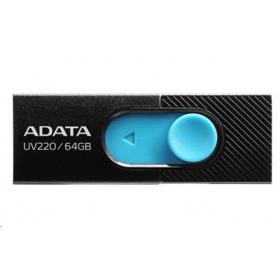 ADATA Flash Disk 64GB UV220, USB 2.0 Dash Drive, čierna/modrá