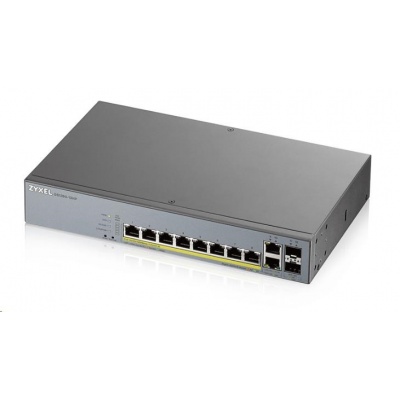 Zyxel GS1350-12HP 12portový inteligentný spravovaný CCTV PoE switch, dlhý dosah, 130W, 10x GbE, 2x SFP