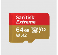 Karta SanDisk micro SDXC 64GB Extreme (170 MB/s Class 10, UHS-I U3 V30) + adaptér