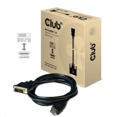 Kábel Club3D DVI-D na HDMI 1.4 obojsmerné, (M/M), 2m
