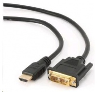 GEMBIRD HDMI - DVI 3 m kábel (M/M, DVI-D, Single Link, pozlátené kontakty, tienený)