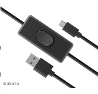 Kábel AKASA USB-A 2.0 na Micro-B, napájací kábel s prepínačom (pre Raspberry Pi 3 / 2 / 1 / Zero), 1.5m