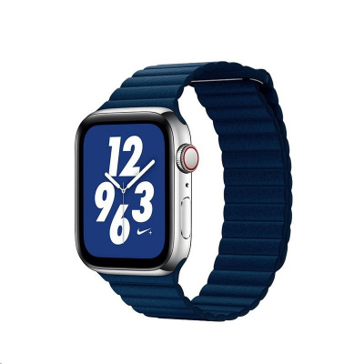 COTEetCI kožený magnetický řemínek Loop Band pro Apple Watch 42 / 44mm tmavě modrý