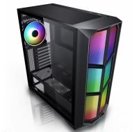 EVOLVEO Functio 3, case ATX, 1x120mm PWM ventilátor, RGB panel, průhledná bočnice, černá