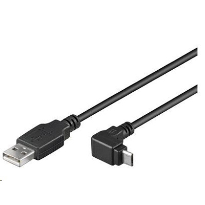 Kábel USB PREMIUMCORD 2.0 Spojovací uhol A-Micro B 90 stupňov 3 m (čierna)