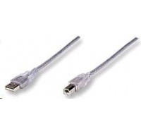 MANHATTAN USB kábel 2.0 Kábel A-B 3 m (strieborný)