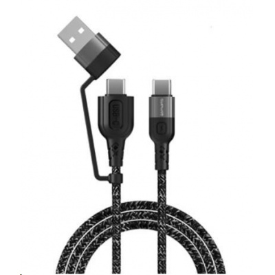 4smarts datový a nabíjecí kabel ComboCord 60W 2v1 USB-C -> USB-C/USB, délka 1,5 m, černá