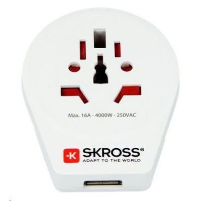 SKROSS cestovní adaptér SKROSS Europe USB pro cizince v ČR, vč. 1x USB 2100mA