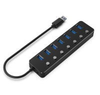 GEMBIRD hub, 7-port USB 3.1 (Gen 1) hub s vypínači