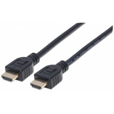 MANHATTAN Nástenný vysokorýchlostný kábel CL3 HDMI s Ethernetom, HEC, ARC, 3D, 4K, tienený, 2 m, čierny