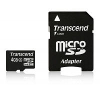 Karta TRANSCEND MicroSDHC 4GB Class 4 + adaptér