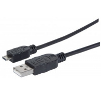 MANHATTAN Pripojovací kábel USB 2.0 A samec / Micro-B samec, 1.8 m, čierna