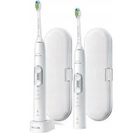 Philips Sonicare 6100 HX6877/34 elektrický zubní kartáček, sada 2 kusů, časovač, cestovní pouzdro, bílá