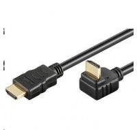 PremiumCord HDMI High Speed+Ethernet kábel, pozlátený zahnutý konektor 270° 1m