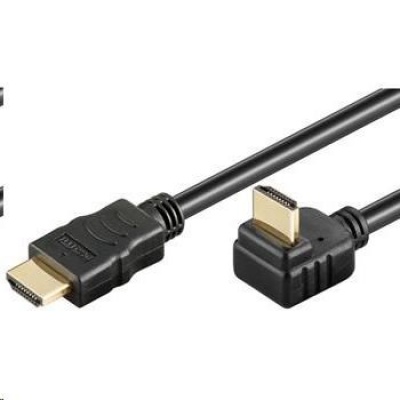 PremiumCord HDMI High Speed+Ethernet kábel, pozlátený zahnutý konektor 270° 1m