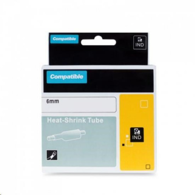 PRINTLINE kompatibilní páska s DYMO 18052, 6mm x 1,5m, černý tisk / žlutý podklad, RHINO, bužírka
