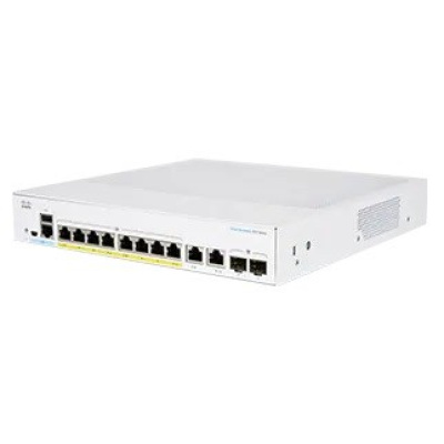 Prepínač Cisco CBS350-8FP-2G, 8xGbE RJ45, 2xGbE RJ45/SFP, bez ventilátora, PoE+, 120W - REFRESH
