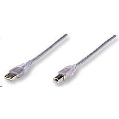 MANHATTAN USB kábel 2.0 Kábel A-B 1,8 m (strieborný)