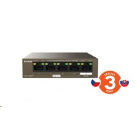 Tenda TEG1105PD - 5-portový PoE PD Gigabit Ethernet Switch, 1x PoE IN, 4x PoE OUT, kovový, bez ventilátora