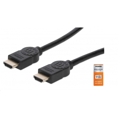 MANHATTAN Vysokorýchlostný kábel HDMI + Ethernet Premium, 3 m, čierny