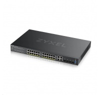 Zyxel GS2220-28HP 28-portový gigabitový PoE manažovaný L2 switch, 24x gigabitový RJ45, 4x gigabitový RJ45/SFP, PoE 375 W