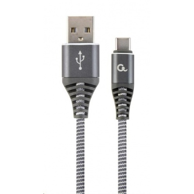 GEMBIRD Kabel CABLEXPERT USB 2.0 AM na Type-C kabel (AM/CM), 1m, opletený, šedo-bílý, blister, PREMIUM QUALITY
